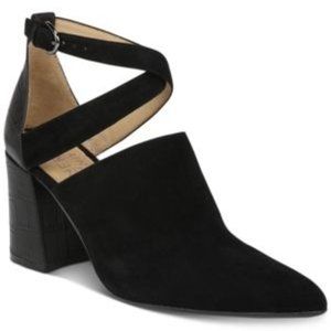 Naturalizer Holland Black Croco Block Heel Ankle Strap Bootie Size 7 - NWT